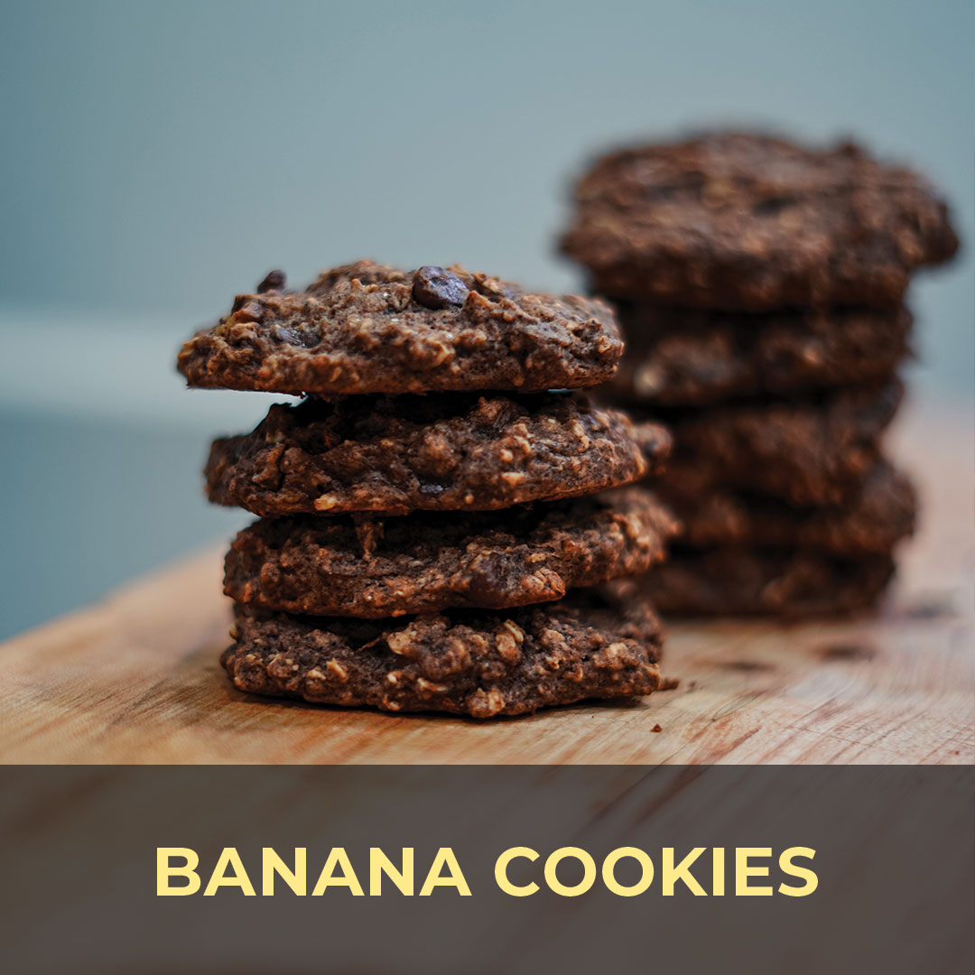 Stack of banana cookies with chocolate chips