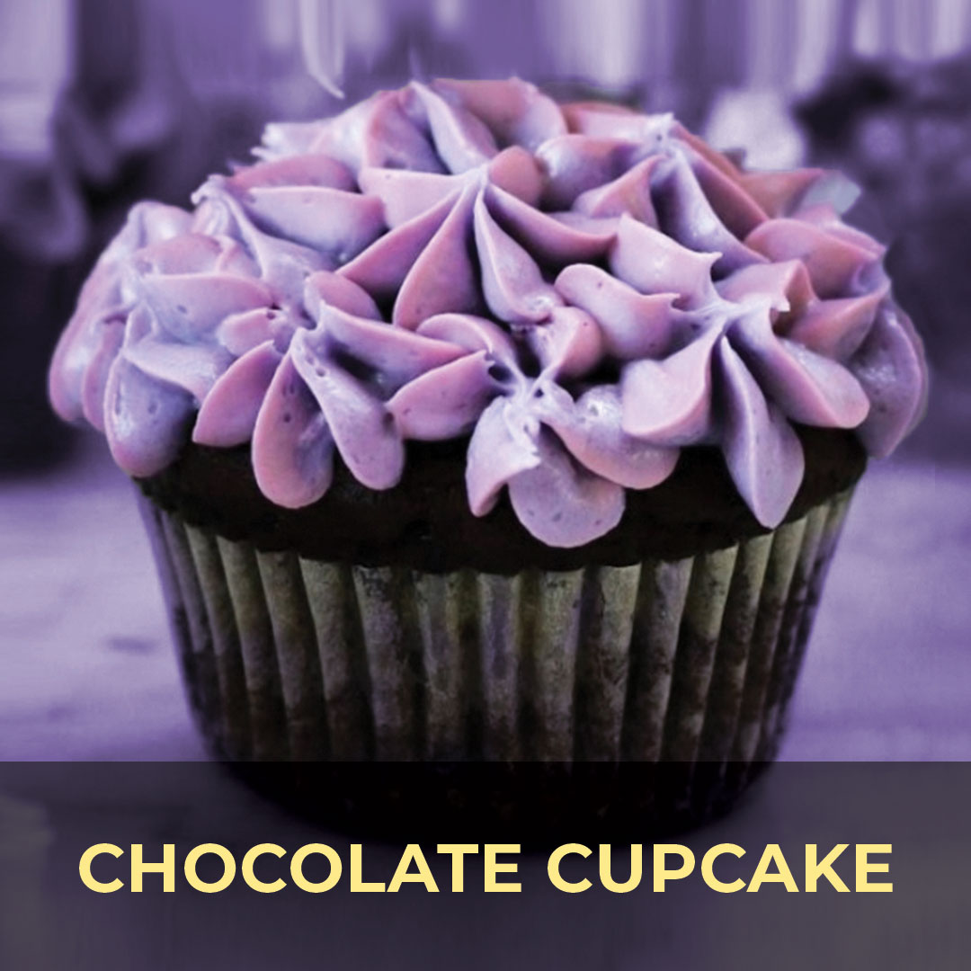 Chocolate cupcake with purple frosting