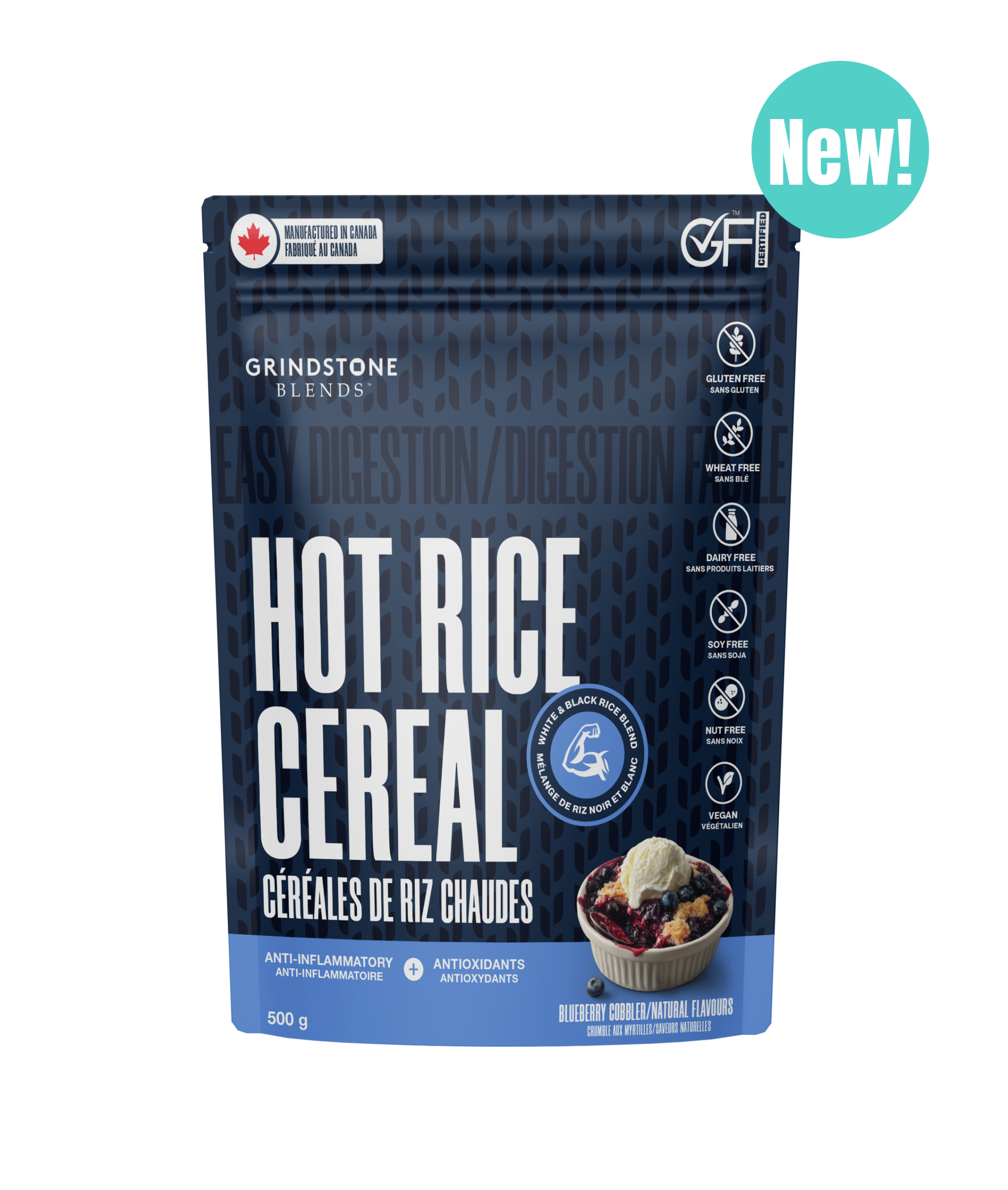 Grindstone Blended Cream of Rice Blueberry Cobbler 500 gram package